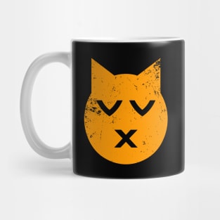 Kissing with Closed Eyes Grunge Cat Emoji Mug